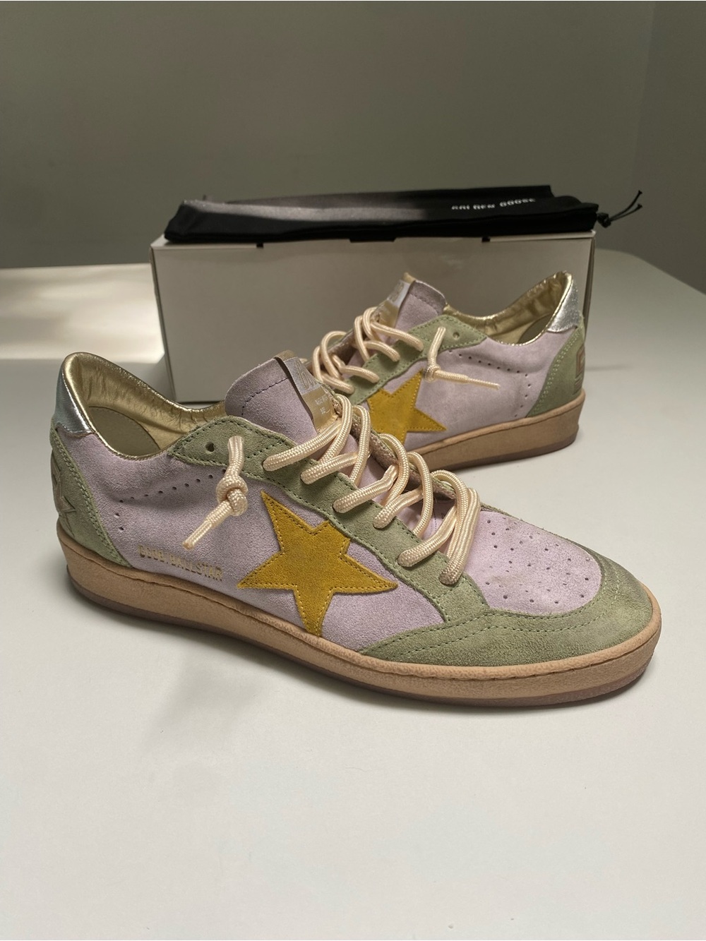 Golden Goose Ball Star Sneaker Lilac Suede/ Sage/Honey/Silver sz 39 New in Box - Picture 9 of 13